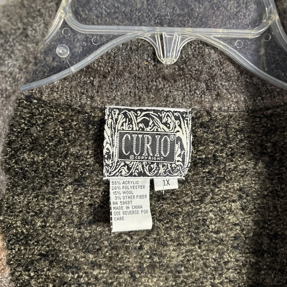 Curio Women Multi Color‎ Sweater Open Cardigan Size 1X